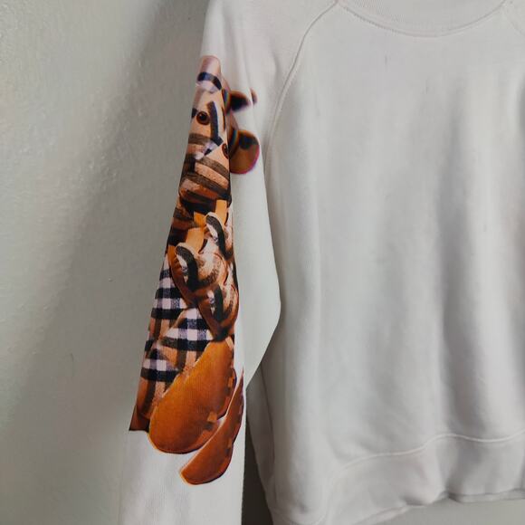 Burberry Pullover Sweatshirt Girls 4Y White‎ Kaleidoscope Bear Nova Check Cotton - Picture 2 of 10